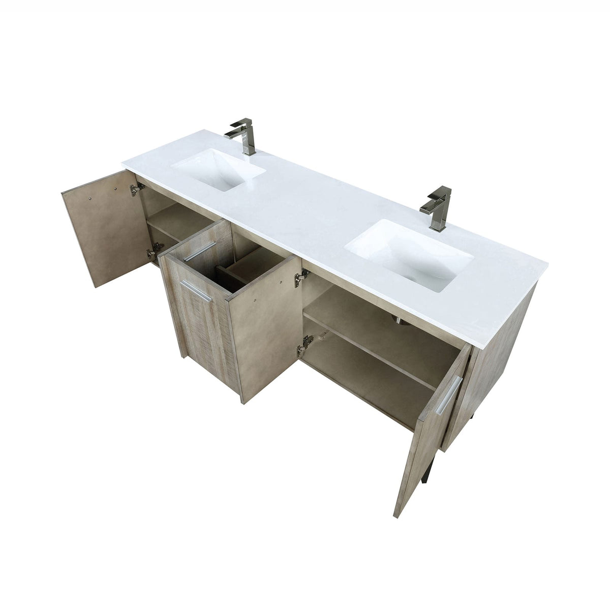 Rustic Acacia Double Bath Vanity - Storage & Faucet Included