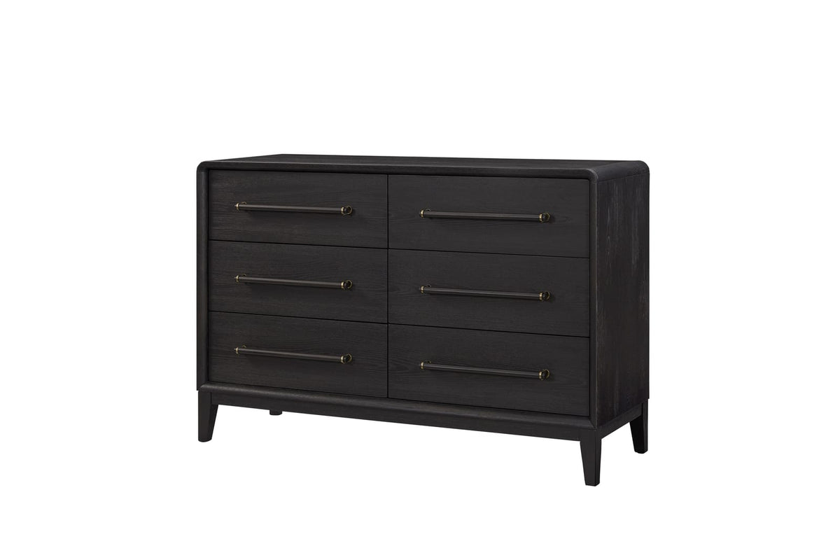 Black Solid Wood Dresser - 54" Wide for Bedroom