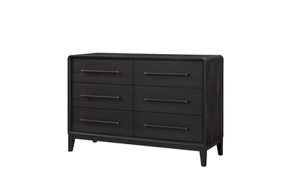 Black Solid Wood Dresser - 54" Wide for Bedroom