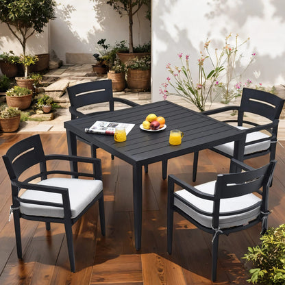 Modern Ember Black Outdoor Dining Set for Garden Patio