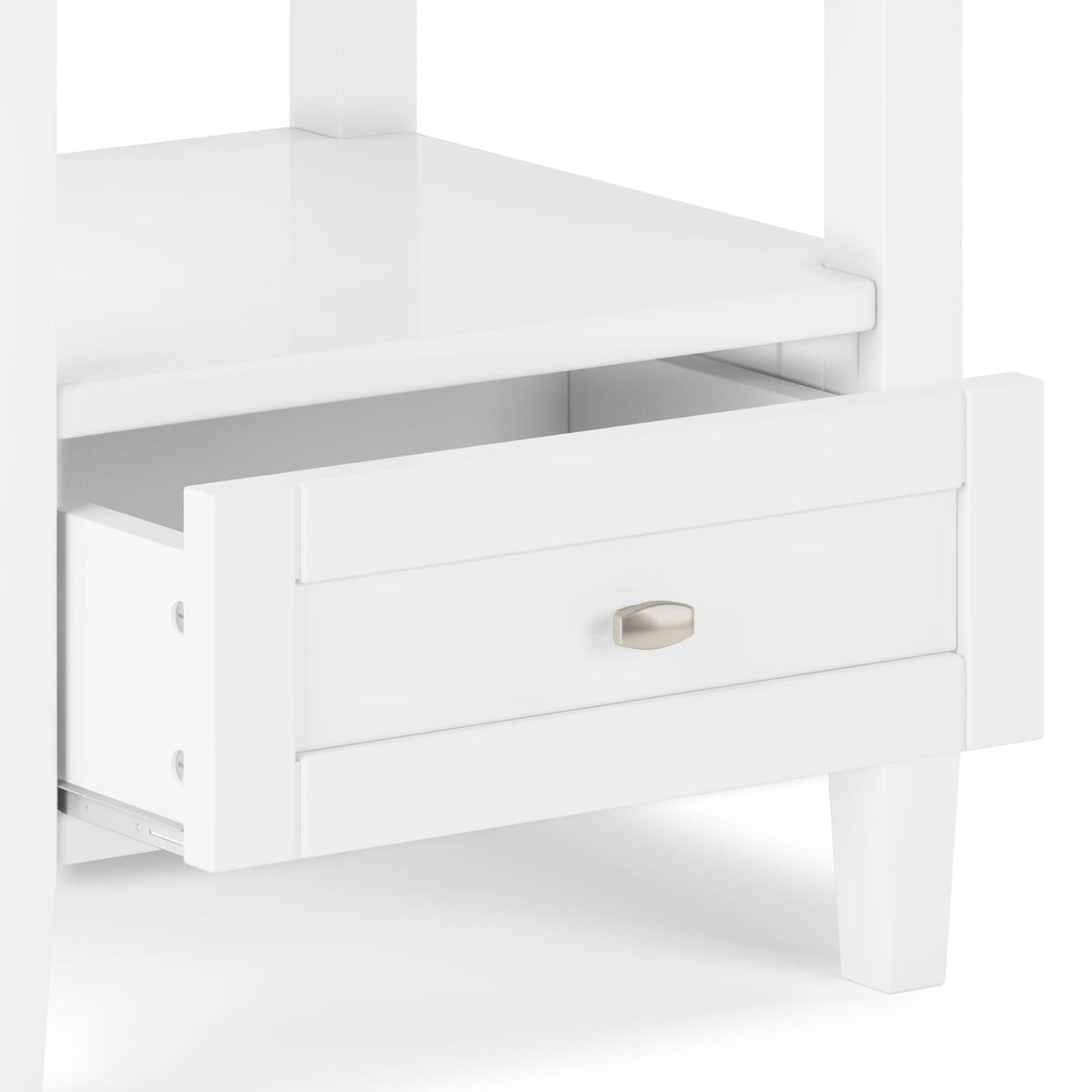 White Wood End Table with Drawer for Modern Bedroom Storage for Living Room