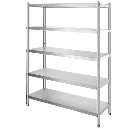 Stainless Steel Shelving Unit - 5 Tier Adjustable Storage Rack