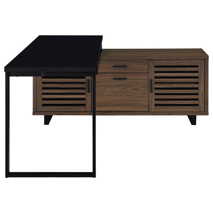 Rodger Black and Walnut L-Shape Office Computer Desk - 60" W