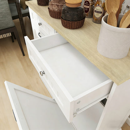 White MDF Trash Cabinet - 2 Drawers, Storage for 10 Gallon Cans