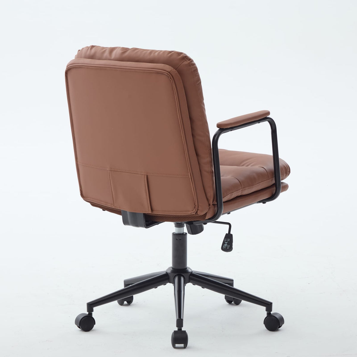 Brown Office Chair Mid Back PU Leather Ergonomic Desk Rolling Swivel Chair