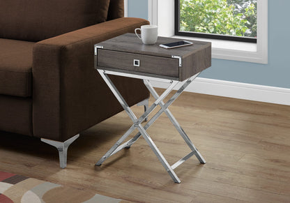 Taupe MDF End Table with Storage Drawer for Bedroom Nightstand for Living Room