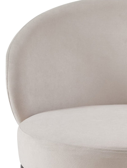 Beige Velvet Accent Chair - 27.36" Round Chair for Bedroom or Living Room