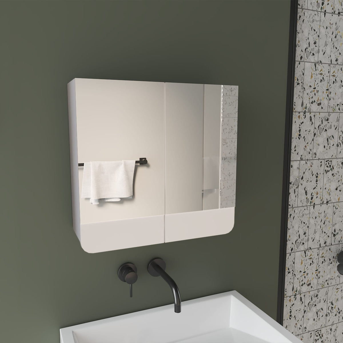 White Bathroom Medicine Cabinet with Mirror - Storage Solutions