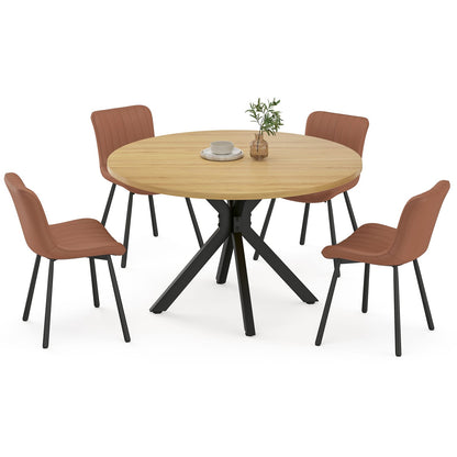 47 Inch Round Metal & Wood Dining Table - Natural
