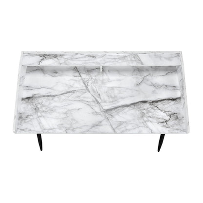 Computer Desk, White Home Office Desk with Storage Shelves - 48"L