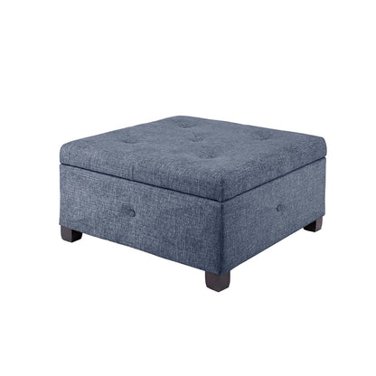 Blue Polyester Storage Ottoman - 29.5" Square