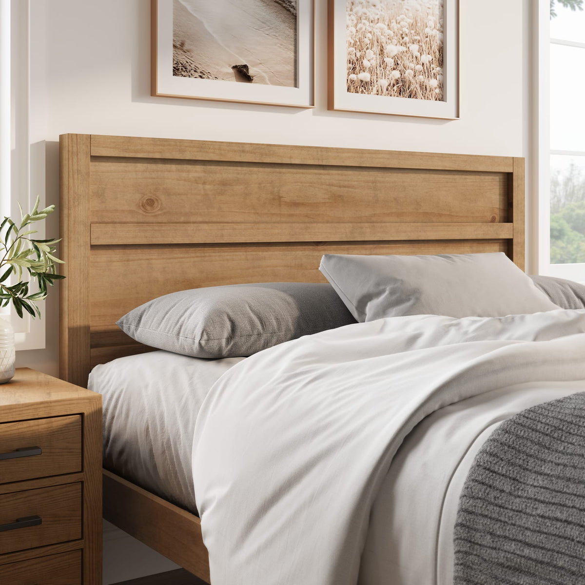 Maddox Modern Wood Panel Queen Headboard - Brown