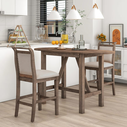 Folding Drop Leaf Dining Table Set with Chairs for Kitchen or Dining Room