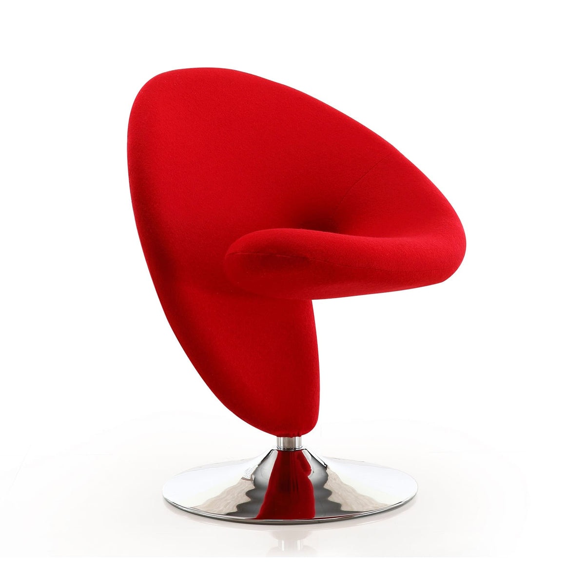 Red Swivel Lounge Chair - Modern Metal Accent