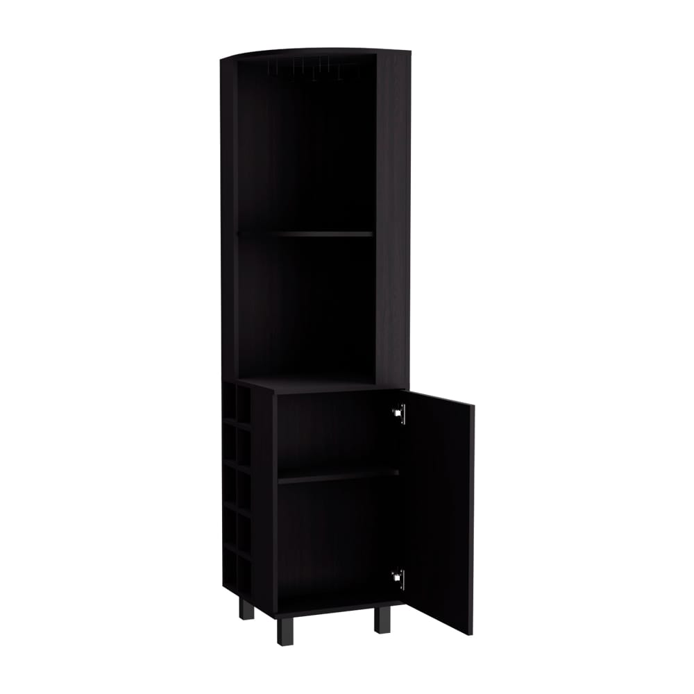 Black Corner Bar Cabinet - 17.7" W x 70.7" H for Living Room