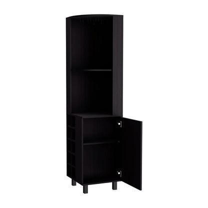 Black Corner Bar Cabinet - 17.7" W x 70.7" H for Living Room