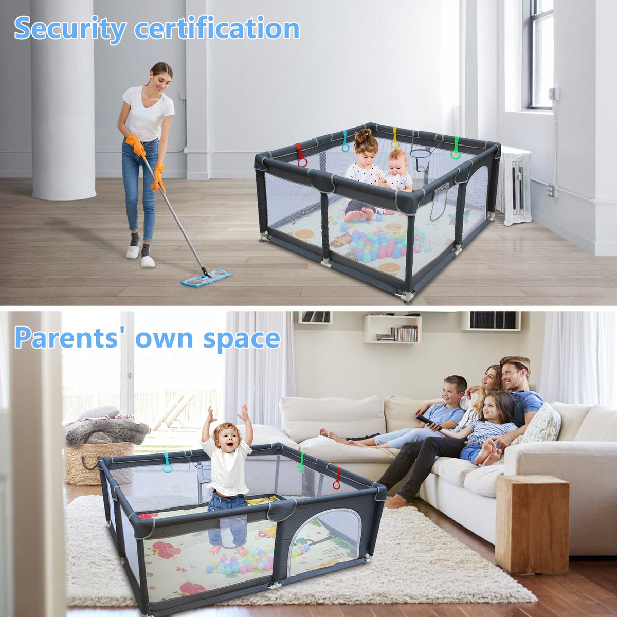 70.87" White Fabric Playpen - Outdoor & Indoor Use
