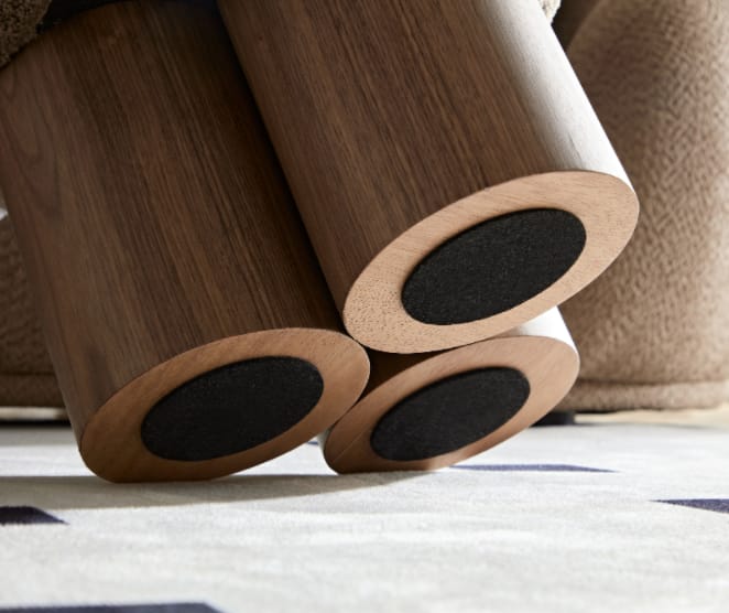 W8017-1 Mushroom Stool - Brown Lamb Wool Seat Ottoman