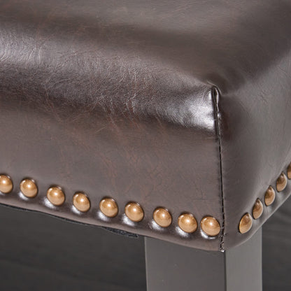 Brown Faux Leather Ottoman - 35" Square Footrest