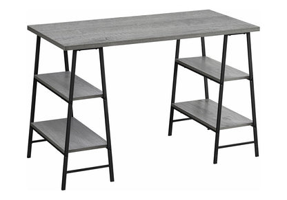 Grey Metal Computer Desk - 48" Storage Shelves Office Desk for Home Office