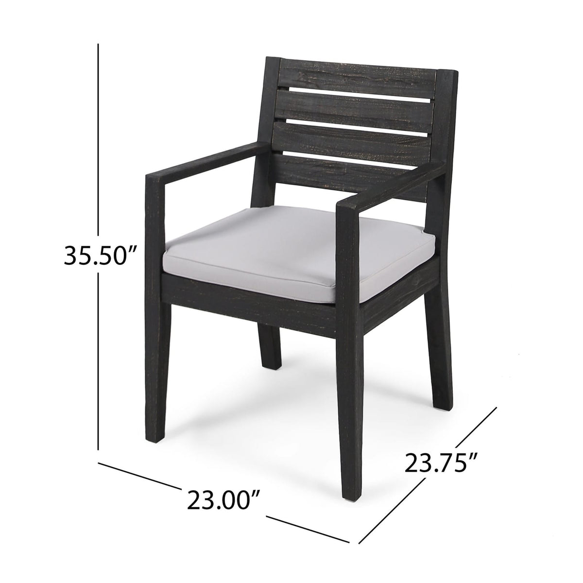 Outdoor Acacia Wood Dining Set - 6 Seats, Dark Grey Cushions