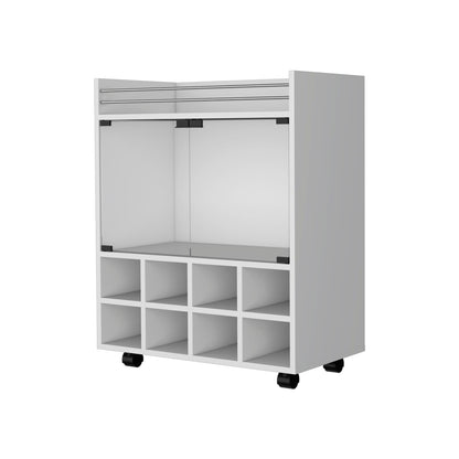 Small White Kitchen Cart with Wine Rack