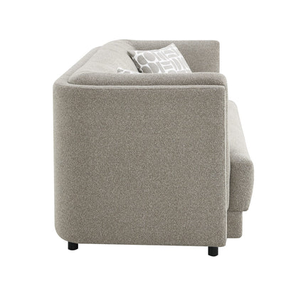 Gray Chenille Sofa Bed with Pocket Coil Frame for Comfort for Living Room
