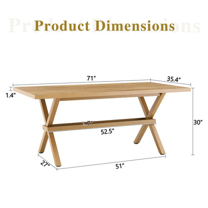 71 x 35.4 Wood Dining Table - Modern Minimalist Style