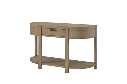 Taupe Natural Wood Console Table - 1 Drawer for Living Room