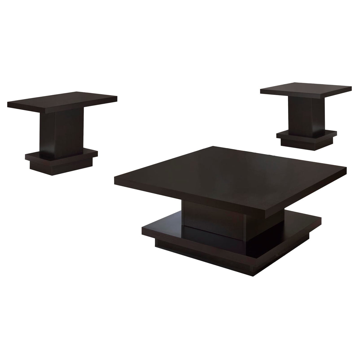 Cappuccino 3-Piece Square Coffee & End Table Set - Engineered Wood