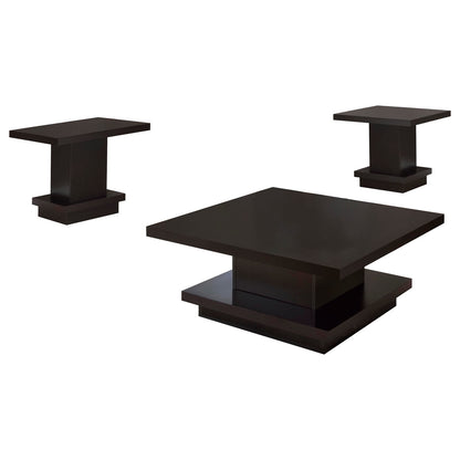 Cappuccino 3-Piece Square Coffee & End Table Set - Engineered Wood