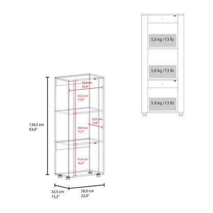 Natural Oak Vertical Storage Cabinet - 3 Shelves for Living Room