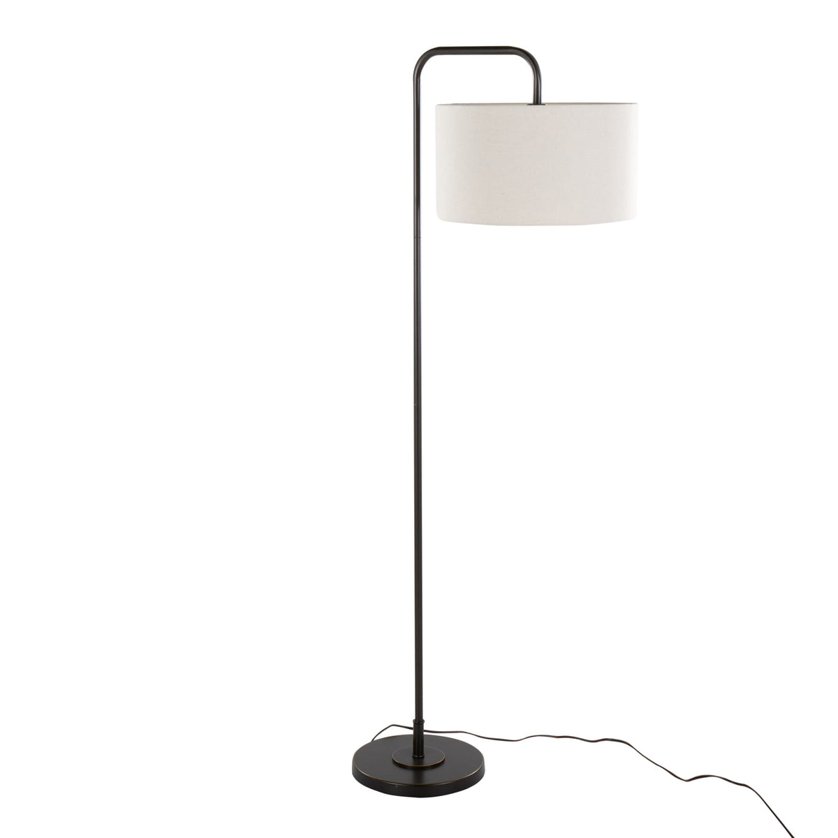 Bronze Linen Drum Floor Lamp - 63 Inch Modern Style