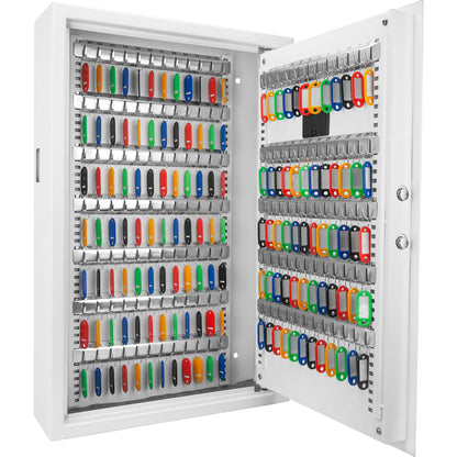 Digital Key Cabinet Wall Safe for 144 Keys in White Steel for Home Office