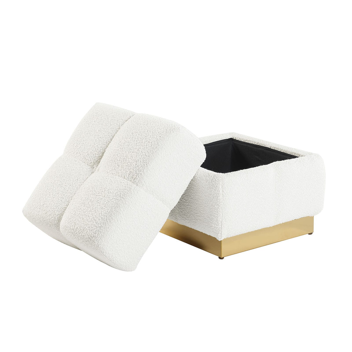 Beige Engineered Wood Storage Stool - 18"x18"x18.5"