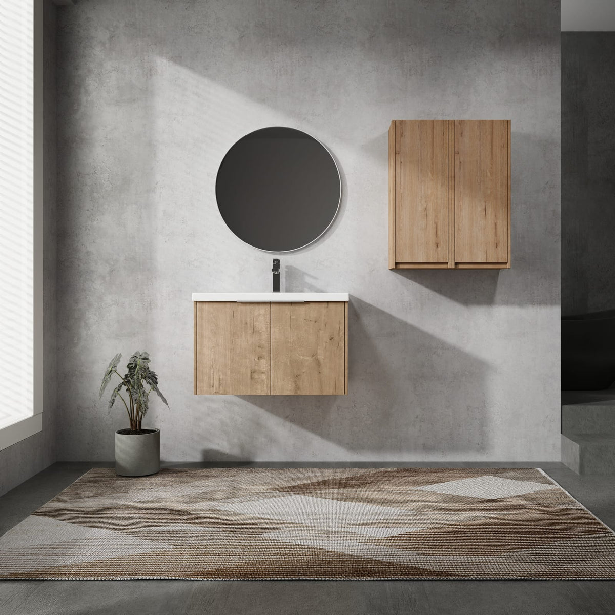 30" Wall-Mounted Bathroom Vanity - Plywood, Soft Close Doors