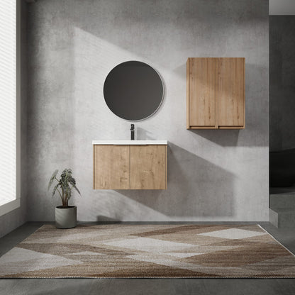 30" Wall-Mounted Bathroom Vanity - Plywood, Soft Close Doors
