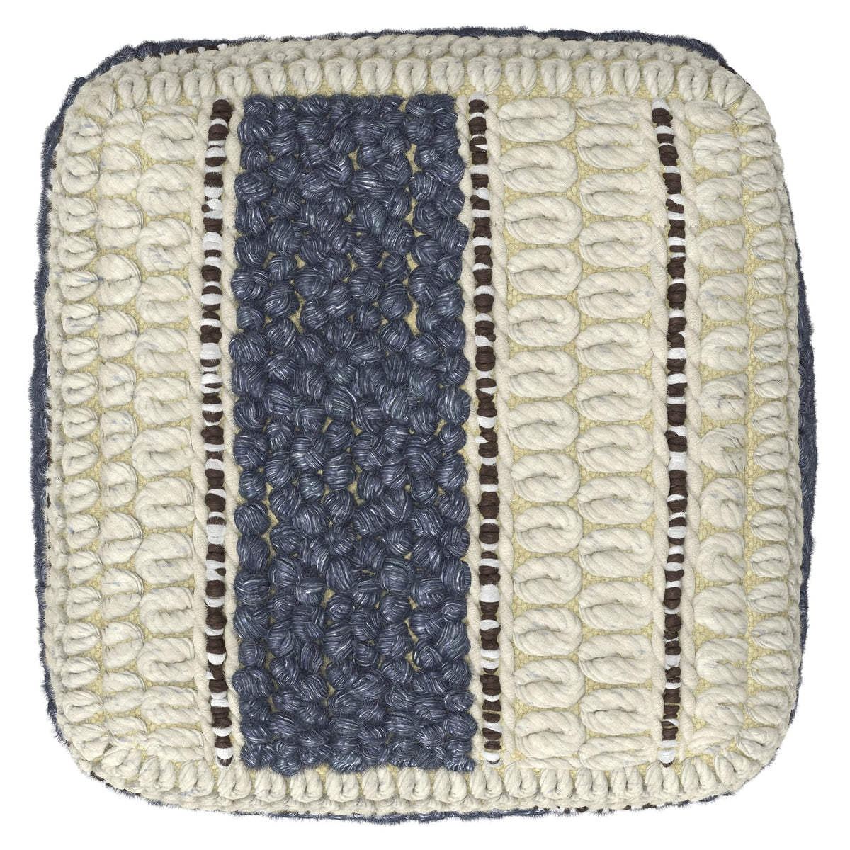 Blue Fabric Square Pouf - 18" Wide Footstool