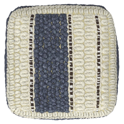 Blue Fabric Square Pouf - 18" Wide Footstool