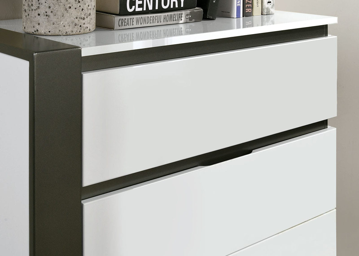 Grey & White Solid Wood Chest Drawers Bedroom Dresser