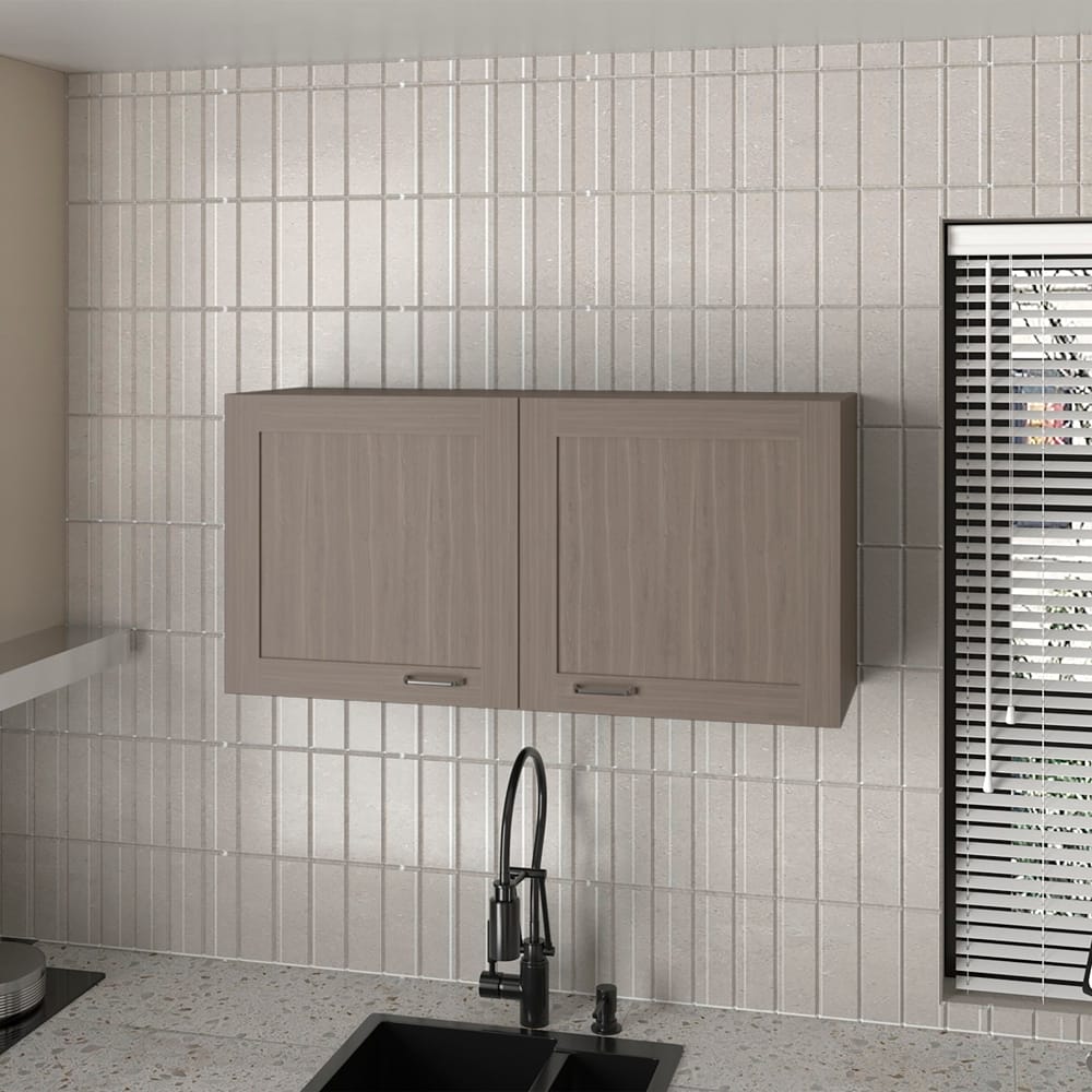 Living Room Beige Engineered Wood Wall Cabinet - 12 x 39.4 x 19.3", Kitchen Storage