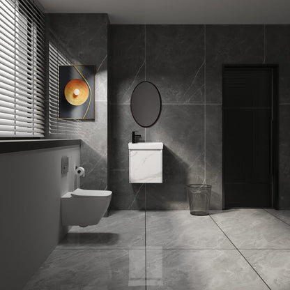 Carrara White Bathroom Vanity with Ceramic Sink - 19.69" Storage Cabinet