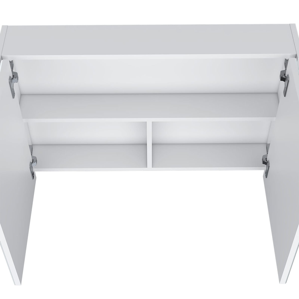 White Medicine Cabinet with 2 Doors & Mirrors - Bathroom Storage