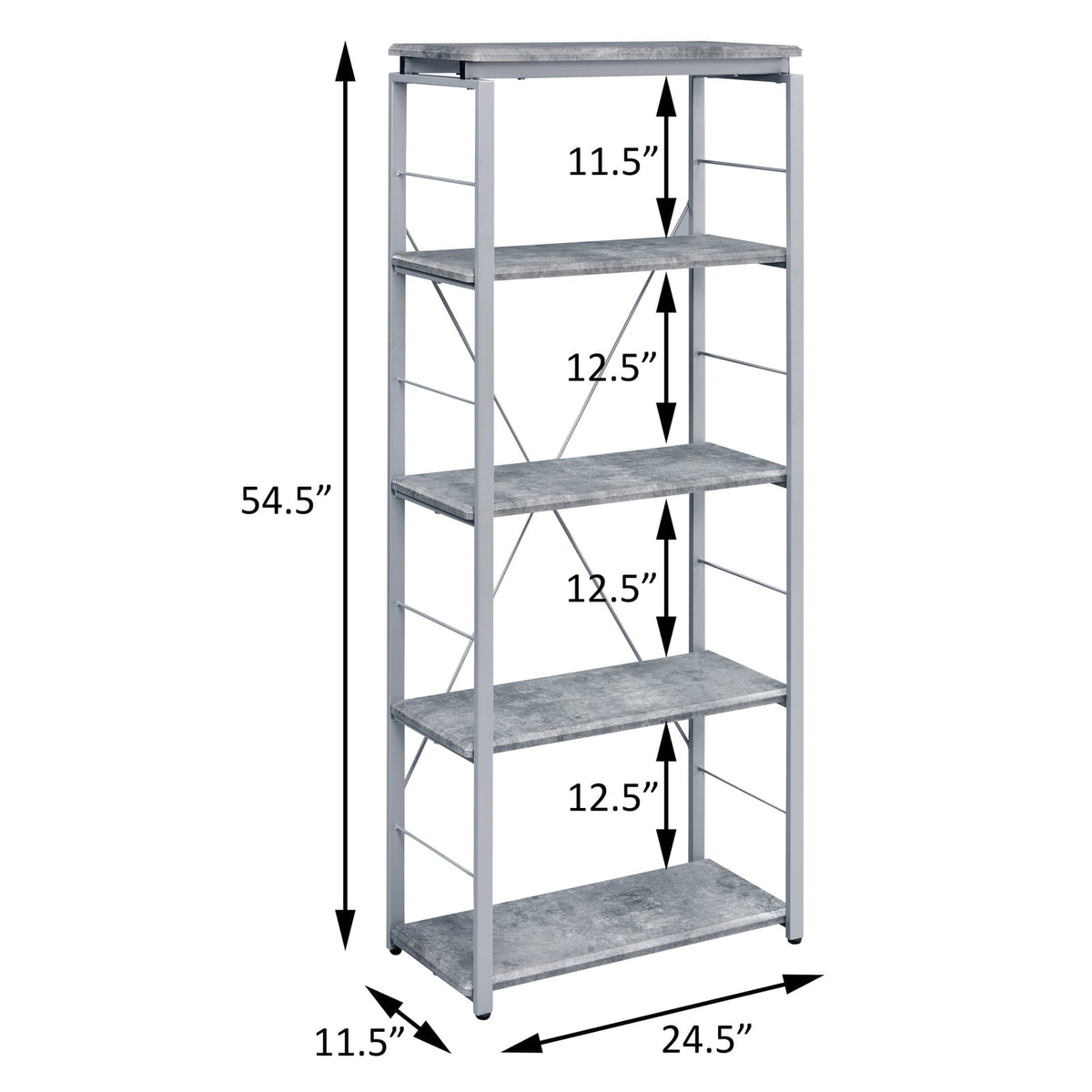 Contemporary Wood Metal 4 Shelf Display Bookshelf for Living Room