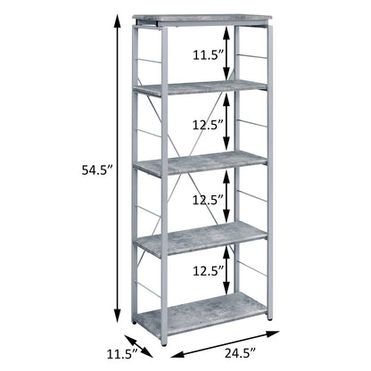 Contemporary Wood Metal 4 Shelf Display Bookshelf for Living Room