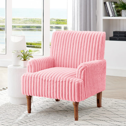 Pink Corduroy Mid-Century Modern Accent Chair - 30" W for Living Room