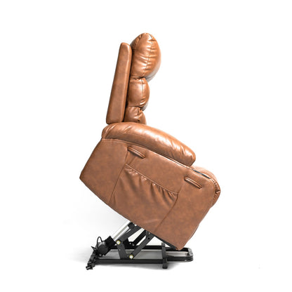 21" Seat Width Power Lift Recliner - Brown PU Comfort
