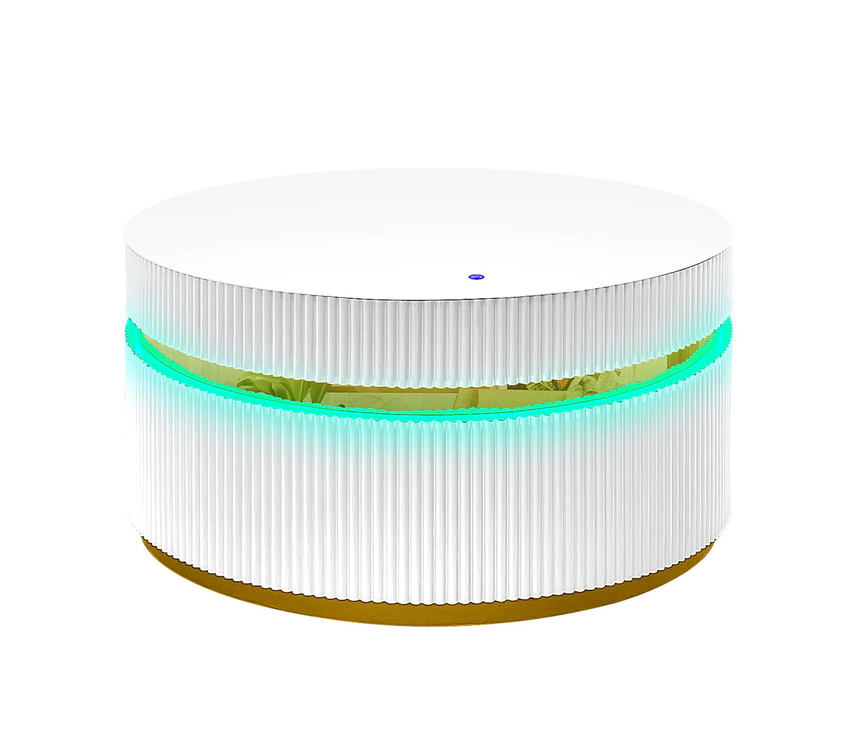 White Round Glass Coffee Table with LED Light