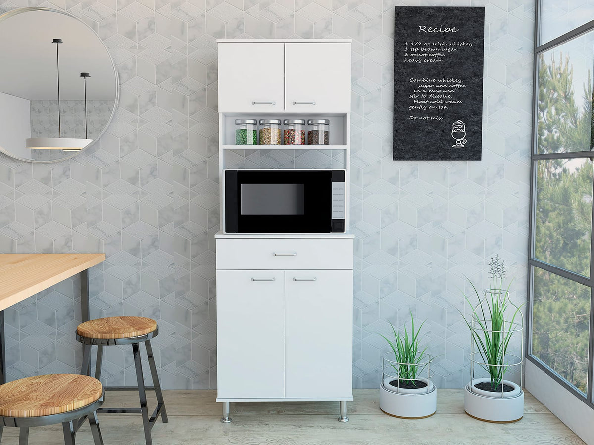 White Pantry Cabinet with Two Doors & Shelves