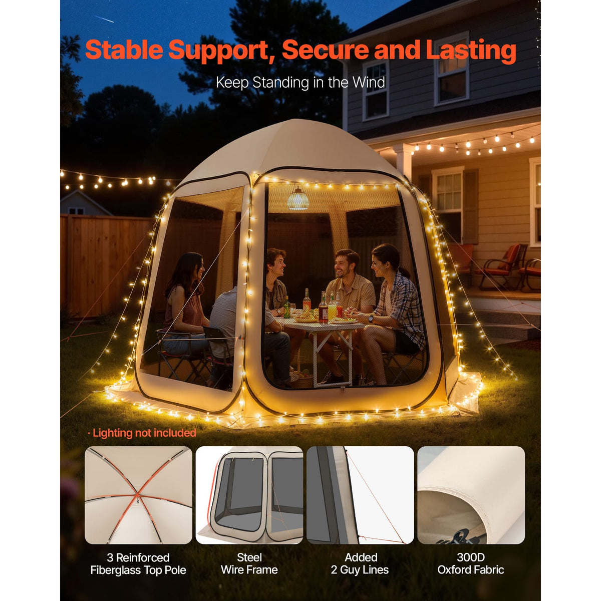 Screen House Tent 10x9.2 Beige - Pop Up Canopy for Backyard
